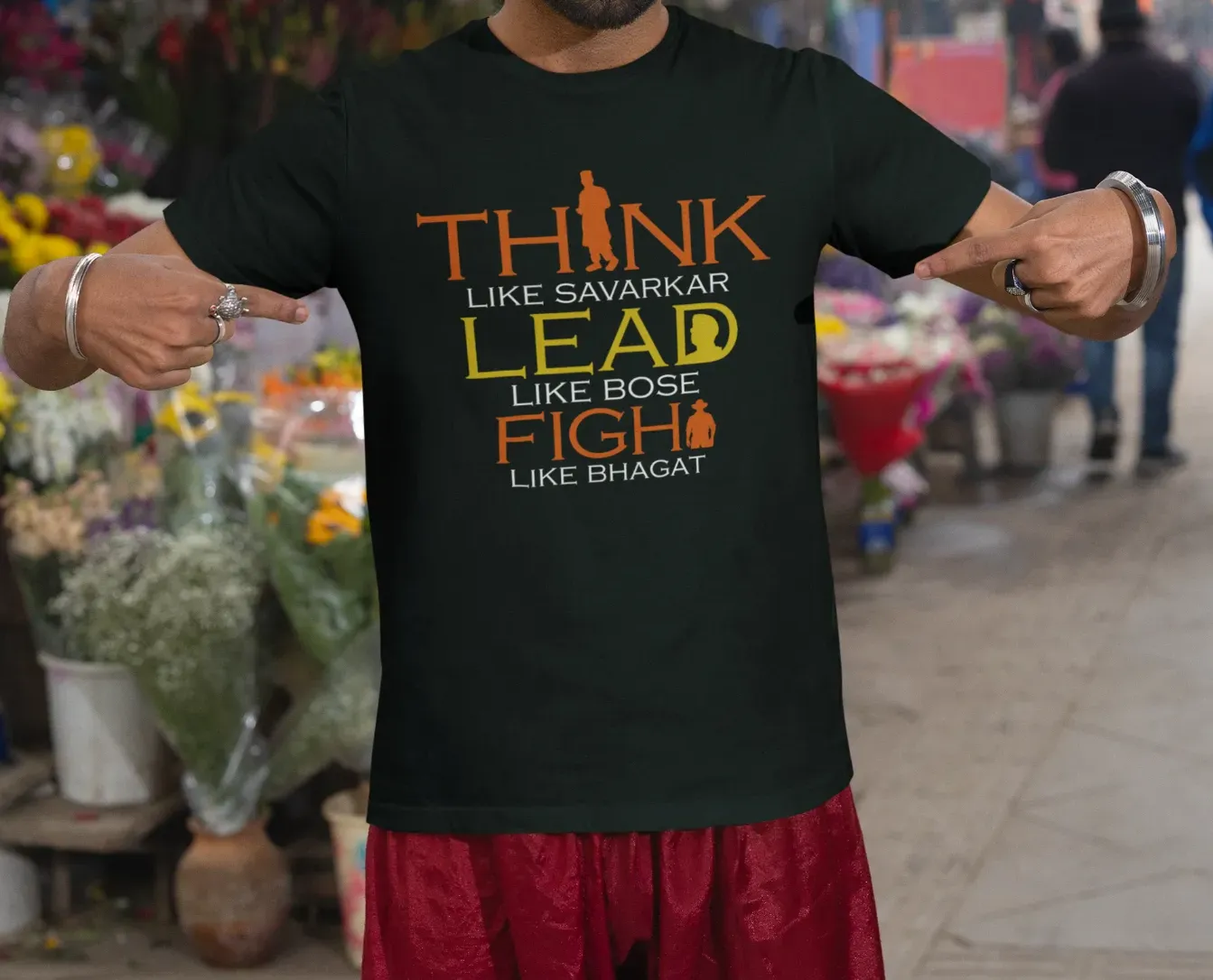 Think like Savarkar, Lead like Bose, Fight like Bhagat Oversized T-Shirt