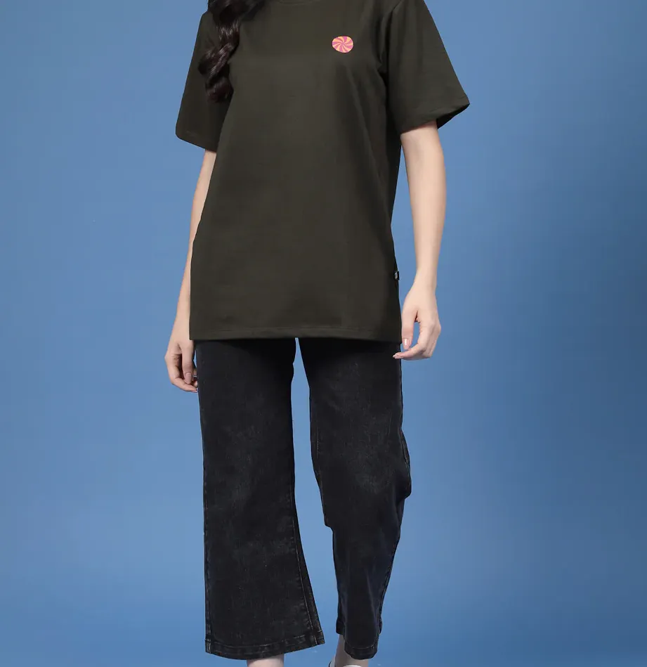 Thunderstorm Oversized Terry Army Green T-Shirt