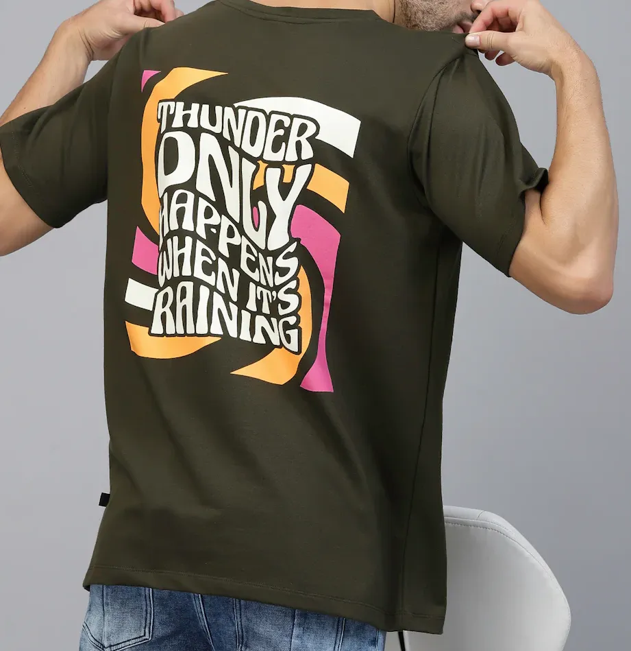 Thunderstorm Oversized Terry Army Green T-Shirt