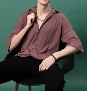 Trendy Fashion In Oversized Rib Mauve Shirts