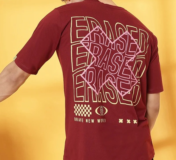 Trendy Oversized Maroon T-Shirt