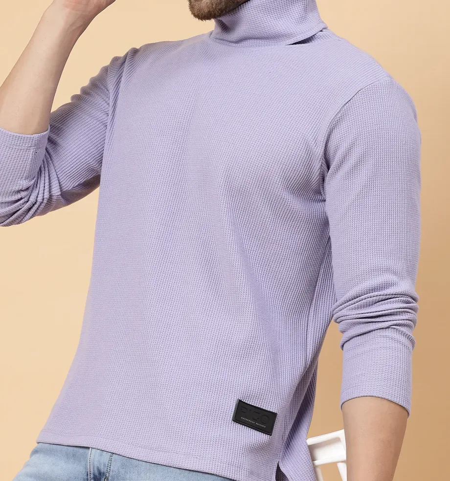 Turtleneck Waffle Light Purple Tee