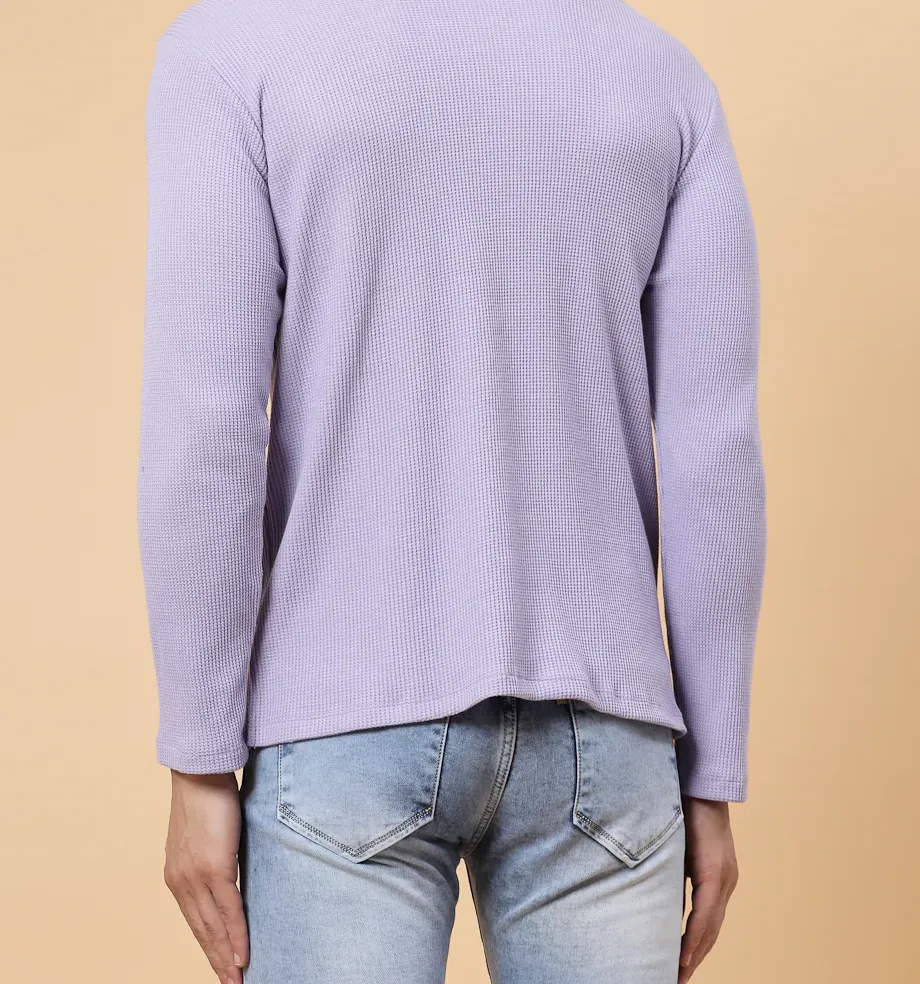 Turtleneck Waffle Light Purple Tee