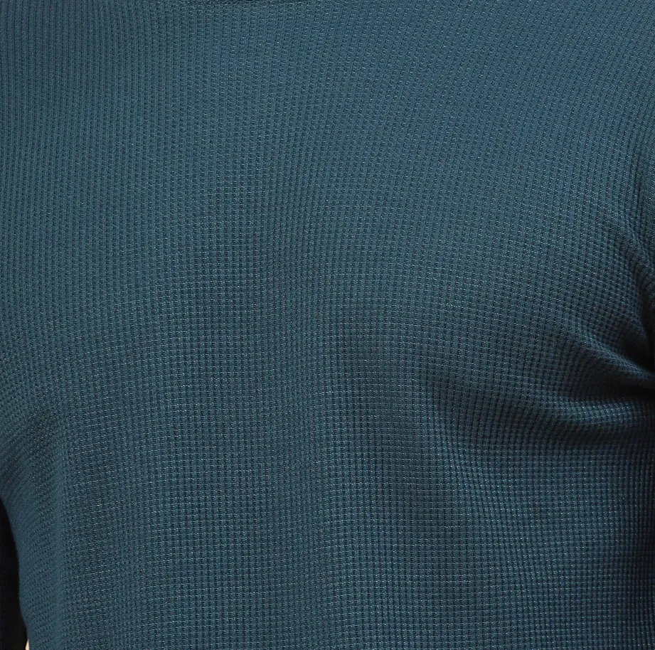 Turtleneck Waffle Teal Tee