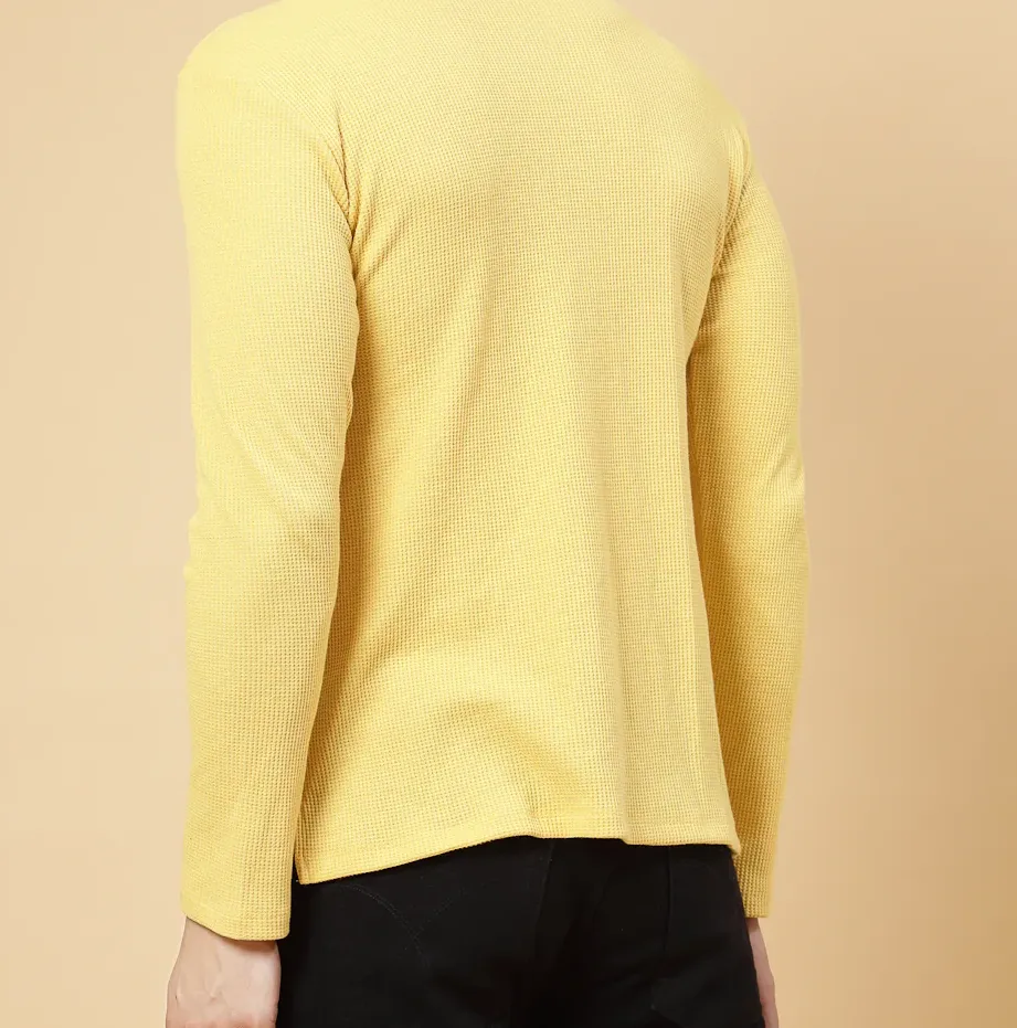 Turtleneck Waffle Yellow Tee