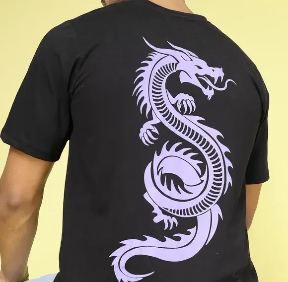 Typography Cotton Oversized Jet Black T-Shirt