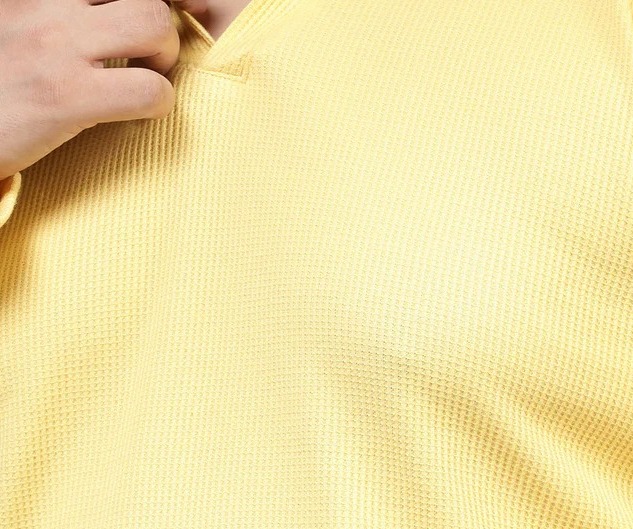 Waffle Knit Cuban Collar Golden T-Shirt
