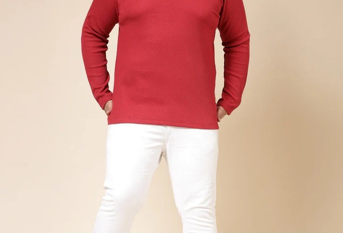 Waffle Knit Cuban Collar T-Shirt