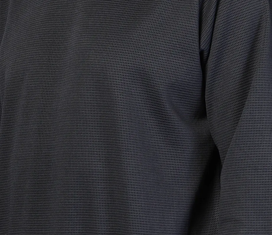 Waffle Knit Round Neck Dark Grey Sweatshirt
