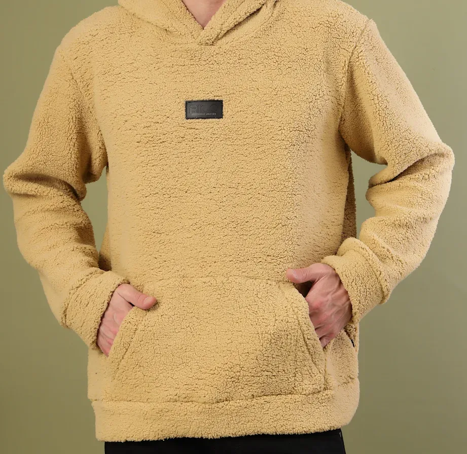 Warm Hooded Sherpa Cream Sweatshirt