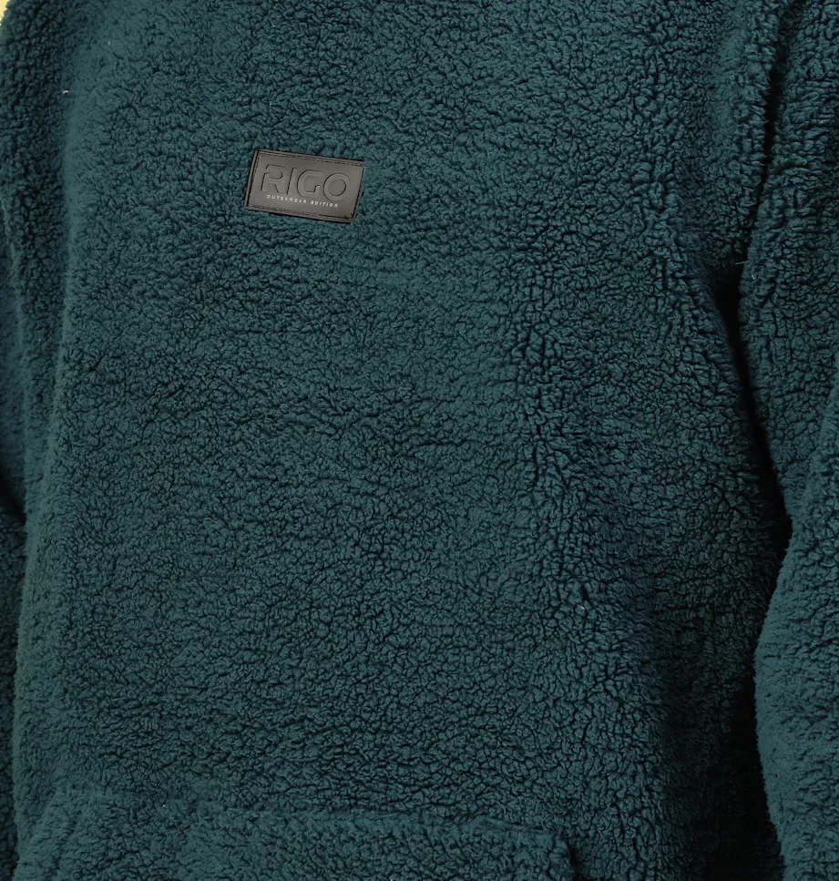Warm Hooded Sherpa Teal Green Sweatshirt
