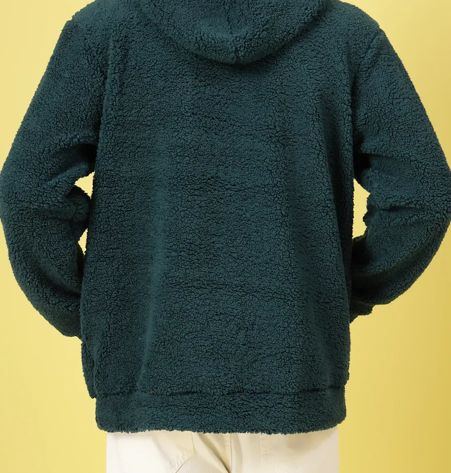Warm Hooded Sherpa Teal Green Sweatshirt